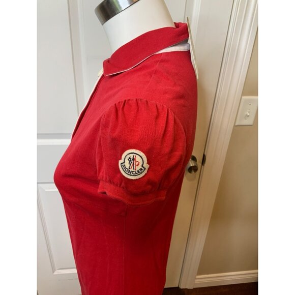 Moncler Pique Red Polo Collar Logo Patch Mini Dress, Size Small - Picture 4 of 6